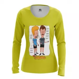 Women’s Long Sleeve Beavis and Butthead Yellow Print Idolstore - Merchandise and Collectibles Merchandise, Toys and Collectibles 2