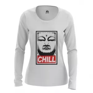 Women’s Long Sleeve Buddha Chill Print Red Idolstore - Merchandise and Collectibles Merchandise, Toys and Collectibles 2
