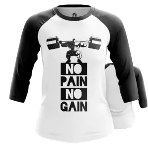 Women’s Raglan No pain no gain Powerlifting Idolstore - Merchandise and Collectibles Merchandise, Toys and Collectibles 2
