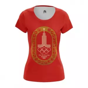 Women’s t-shirt Olympic games 1980 Symbols Red Top Idolstore - Merchandise and Collectibles Merchandise, Toys and Collectibles 2
