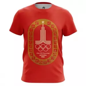 Men’s t-shirt Olympic games 1980 Symbols Red Top Idolstore - Merchandise and Collectibles Merchandise, Toys and Collectibles 2