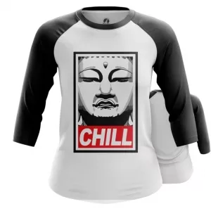 Women’s Raglan Buddha Chill Print Red Idolstore - Merchandise and Collectibles Merchandise, Toys and Collectibles 2
