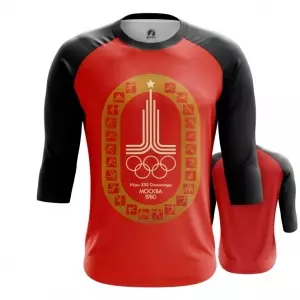 Men’s Raglan Olympic games 1980 Symbols Red Idolstore - Merchandise and Collectibles Merchandise, Toys and Collectibles 2