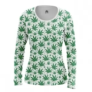 Women’s Long Sleeve Cannabis Print Leafs Idolstore - Merchandise and Collectibles Merchandise, Toys and Collectibles 2