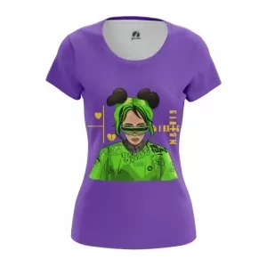 Women’s t-shirt Billie Eilish green hair Purple Top Idolstore - Merchandise and Collectibles Merchandise, Toys and Collectibles 2