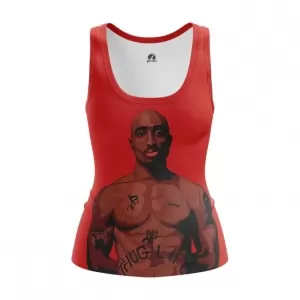 Women’s vest Tupac Shakur Red Print Portait top Tank Idolstore - Merchandise and Collectibles Merchandise, Toys and Collectibles 2