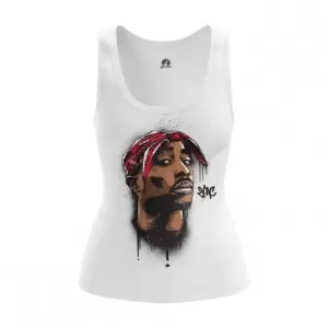 Women’s vest 2pac Shakur White Print Rap top Tank Idolstore - Merchandise and Collectibles Merchandise, Toys and Collectibles 2