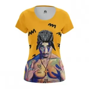 Women’s t-shirt 2pac Shakur Yellow Print Portait Top Idolstore - Merchandise and Collectibles Merchandise, Toys and Collectibles 2