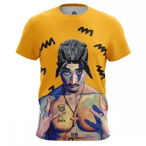 Men’s t-shirt 2pac Shakur Yellow Print Portait Top Idolstore - Merchandise and Collectibles Merchandise, Toys and Collectibles 2