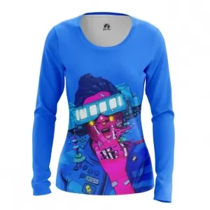 Women’s long sleeve Cyberpunk Neon Blue Idolstore - Merchandise and Collectibles Merchandise, Toys and Collectibles 2