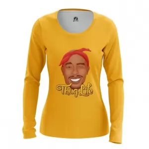 Women’s long sleeve Tupac Shakur Yellow Print Tee Idolstore - Merchandise and Collectibles Merchandise, Toys and Collectibles 2