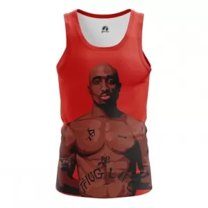Men’s vest Tupac Shakur Red Print Portait top Idolstore - Merchandise and Collectibles Merchandise, Toys and Collectibles 2