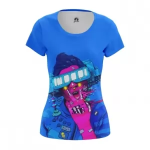 Women’s t-shirt Cyberpunk Neon Blue Top Idolstore - Merchandise and Collectibles Merchandise, Toys and Collectibles 2