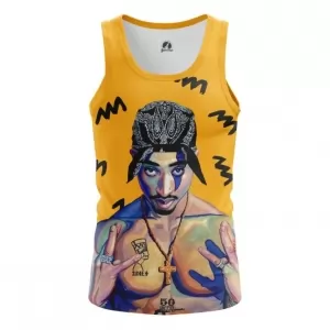Men’s vest 2pac Shakur Yellow Print Portait top Idolstore - Merchandise and Collectibles Merchandise, Toys and Collectibles 2