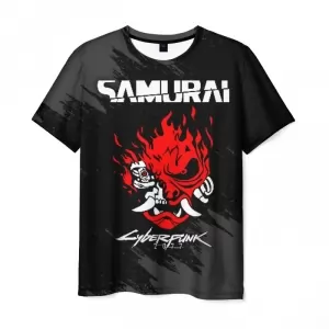 Men’s t-shirt black merch Samurai Cyberpunk print Idolstore - Merchandise and Collectibles Merchandise, Toys and Collectibles 2