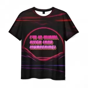 Men’s t-shirt outline design Retrowave Hotline Miami Idolstore - Merchandise and Collectibles Merchandise, Toys and Collectibles 2