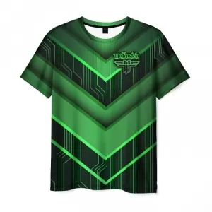 Men’s t-shirt Wolfenstein green outline print Idolstore - Merchandise and Collectibles Merchandise, Toys and Collectibles 2