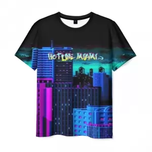 Men’s t-shirt building black print Hotline Miami Idolstore - Merchandise and Collectibles Merchandise, Toys and Collectibles 2