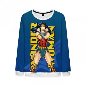 Mens Sweatshirt Wonder Woman Blue Sweater Idolstore - Merchandise and Collectibles Merchandise, Toys and Collectibles 2