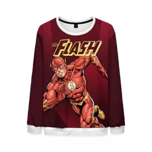 Mens The Flash Sweatshirt DCU Retro Red Sweater Idolstore - Merchandise and Collectibles Merchandise, Toys and Collectibles 2