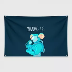 Buy cyan banner flag among us spaceman art - product collection