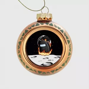Buy black glass christmas bauble among us fire - product collection