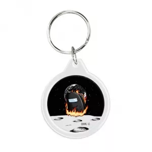 Black Round keychain Among Us fire Idolstore - Merchandise and Collectibles Merchandise, Toys and Collectibles
