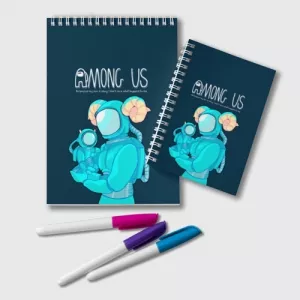 Buy cyan notepad among us spaceman art - product collection