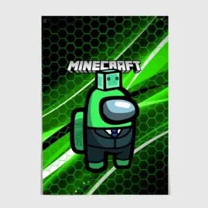 Poster Among Us х Minecraft Size A3 297 mm x 420 mm Idolstore - Merchandise and Collectibles Merchandise, Toys and Collectibles 2
