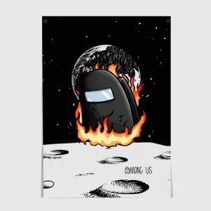 Buy black poster among us fire size a3 297 mm x 420 mm - product collection