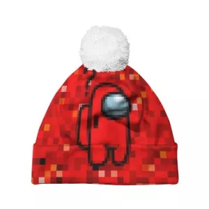 Buy red pixel pom pom beanie among us 8bit - product collection